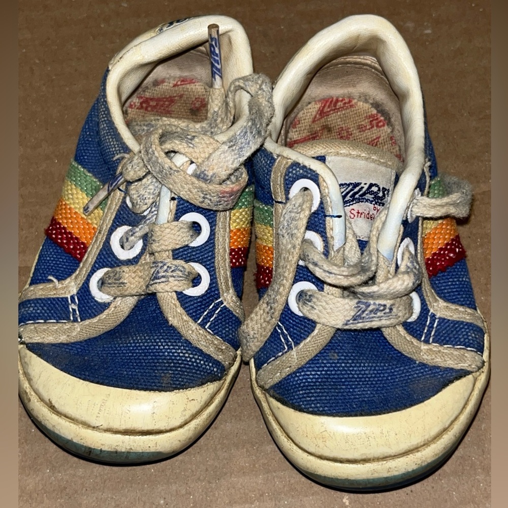 Vintage 80s Infant Zips by Stride Rite Canvas Shoe Infant 4W Boy Girl Z-S26